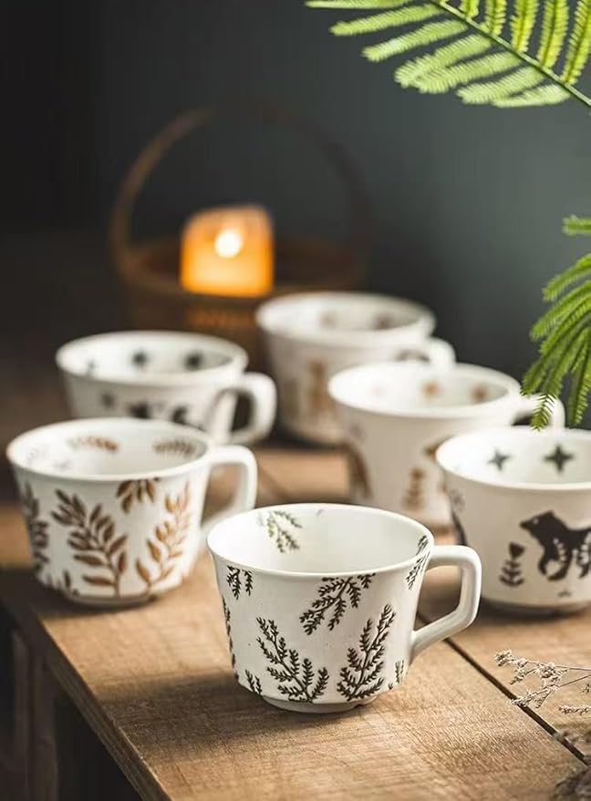 Ceramic Coffee Mug, 12 oz Mug Black Fox Set of 1, Novelty Cup with Handle, Stoneware Fun Cup for Coffee Milk Tea Mocha Latte Cappuccino Espresso Adorable Fox, Microwave Dishwasher Safe