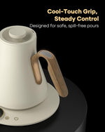 Load image into Gallery viewer, Cocinare FLOW B9 Gooseneck Electric Kettle, Precise Temperature Control for Pour-Over Coffee &amp; Tea Brewing, Stainless Steel Interior, Rapid Heating for Boiling Water 1500W/0.9L (Morandi White)