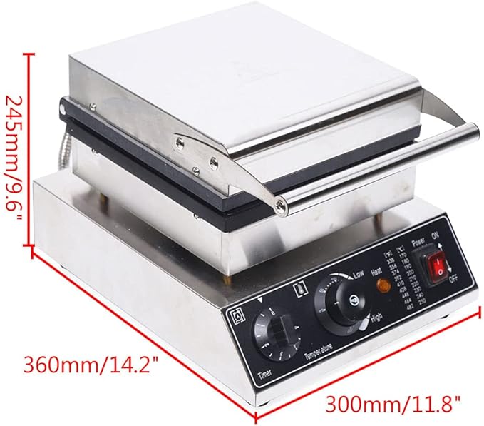 110V Commercial Waffle Maker 4Pcs Nonstick 1750W Electric Waffle Machine Stainless Steel Waffle Maker Suitable for Bakeries Snack Bar Family