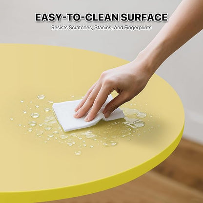 Magshion 23.5" Round Adjustable Height Bar Table, 27.5"-36" Range, 360° Swivel MDF Top Pub Table for Dining, Café, Cocktail, Yellow