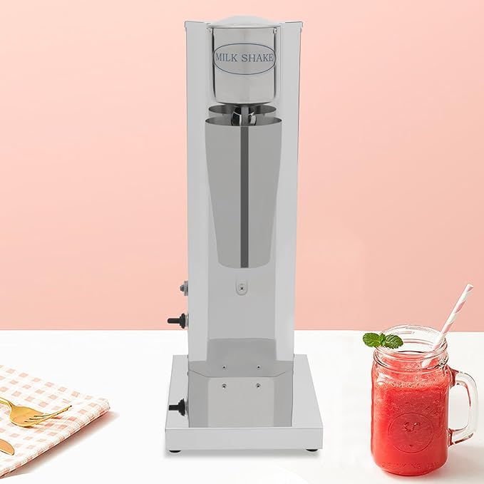 Electric Milkshake Maker Machine, 180W 2-Speed Milk Shake Mixer Machine with 22oz Stainless Steel Mixing Cup, Commercial Milkshake Blender & Drink Mixer for Home or Business(Silver)