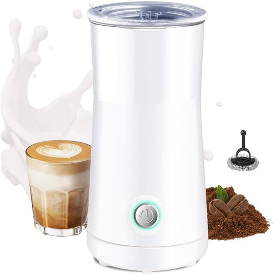Huogary Milk Forther Simple Milk Frother and Steamer 2-in-1 Milk Steamer with Hot Milk Foam and Hot Milk for Latte, Macchiato, Cappuccinos (white)