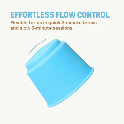 [Holiday Gift] Vietnamese Phin Filter, Plastic Reusable Pour Over Coffee Dripper, Single Cup Coffee Filter with Flower Design for Manual Brewing, Gift for Christmas Thankgiving (Blue)