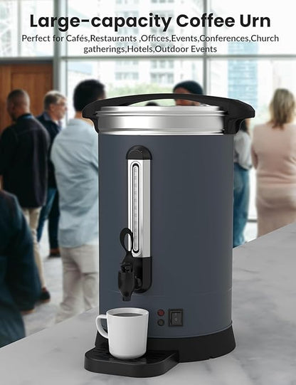 Commercial 100-Cup Stainless Steel Coffee Urn ， 12L/3.2Gal Electric Coffee Maker with Double Wall Insulation ，Hot Beverage Dispenser for Events, Catering & Buffets