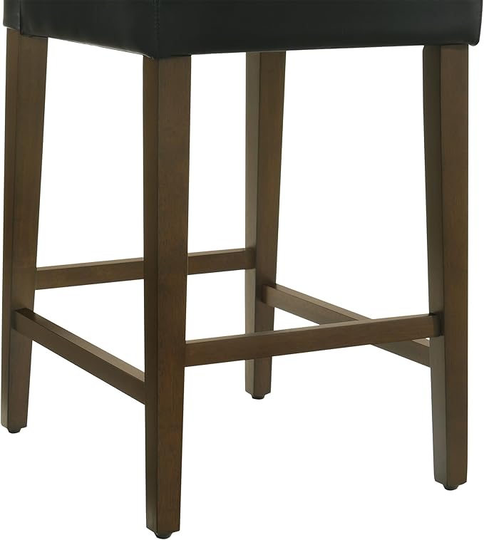 CHITA Counter Height Bar Stools Set of 2, 27" H Seat Height Upholstered Barstools, PU Leather in Black
