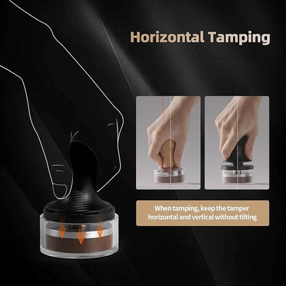 MHW-3BOMBER Tamper Tool Espresso 58mm, Coffee Tamper with Spring Loaded, Auto-rebound, 58.35mm Espresso Press Tamper Tool for 58mm Espresso Machine, Auto-Leveling Tamper without Tilting,T6101-OS