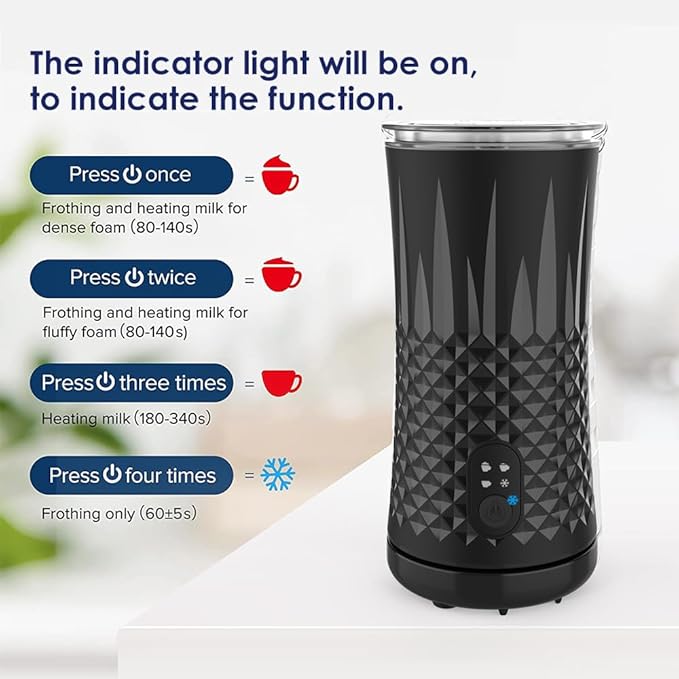 Milk Frother, Elec3 4 in 1 Electric Frother and Steamer 8.1oz/240ml Milk Warmer Coffee Foamer, Kitchen Small Appliances Automatic Warm and Cold Foam Maker for Latte,Cappuccino,Macchiato,Chocolate