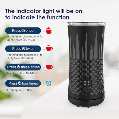 Milk Frother, Elec3 4 in 1 Electric Frother and Steamer 8.1oz/240ml Milk Warmer Coffee Foamer, Kitchen Small Appliances Automatic Warm and Cold Foam Maker for Latte,Cappuccino,Macchiato,Chocolate