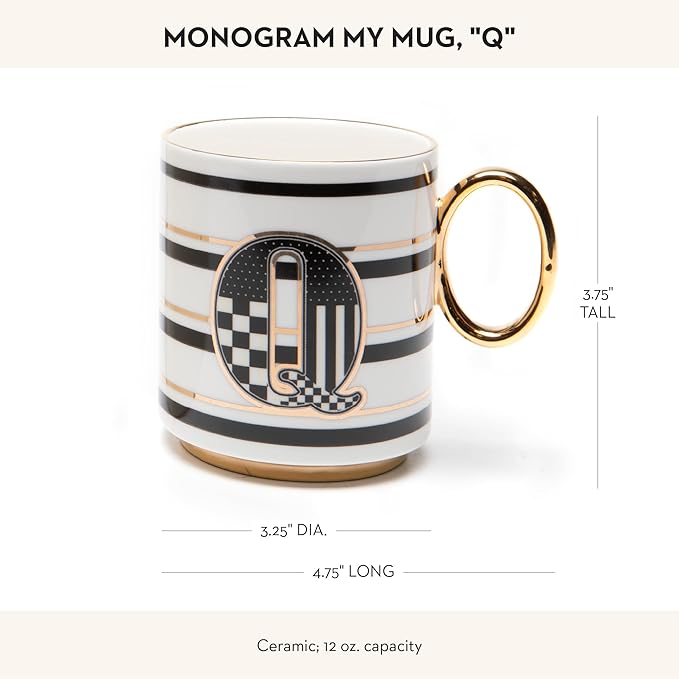 MACKENZIE-CHILDS My Mug, Decorative Ceramic Coffee Mug with Handle, Q
