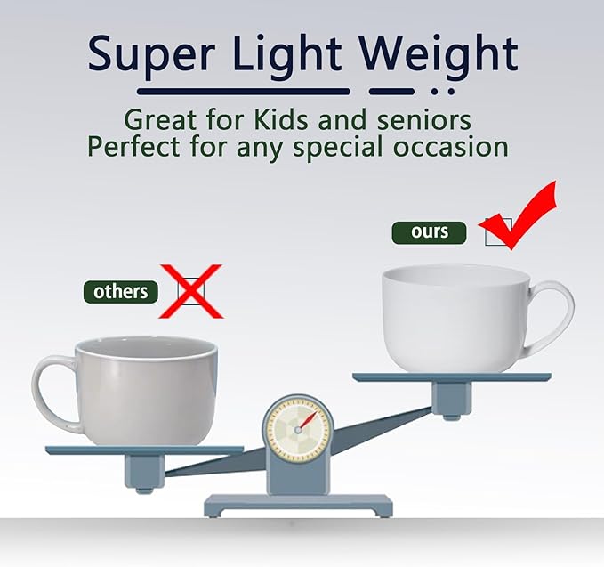 Chulan 25oz Large Bone China Soup Mugs Set of 6, White Lightweight Ceramic Coffee Mugs with Handles for Ramen, Oatmeal, Yogurt, Latte, Tea, Dishwasher Safe