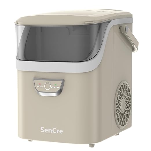 Nugget Ice Maker Countertop with Handle, Ready in 5 Mins, 40lbs/Day Soft Sonic Ice, Auto-Cleaning Portable Ice Machine for Home & Large Families