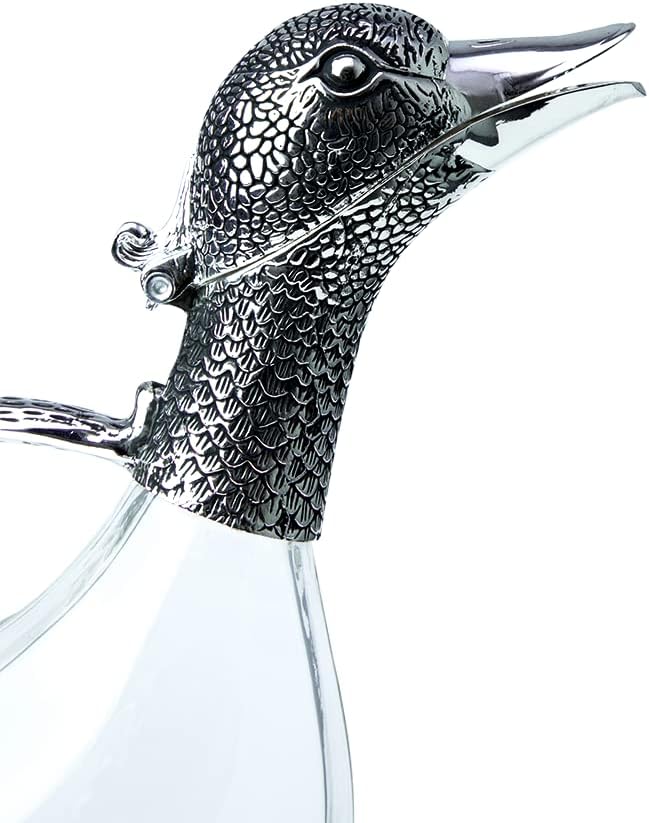 Regent Silverplated Duck Decanter 25.3 oz, 750ml Carafe, Wine Gift, Decanter for Wine, Men/Women's Good Gift on Special Day
