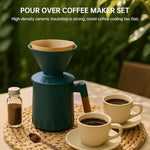 Load image into Gallery viewer, Pour Over Coffee Maker Set, Ceramic Pour Over Coffee Dripper 15.5oz/450 ml with 25 Pcs V60 Paper Filter, Coffee Pour Over Set for Camping, Green