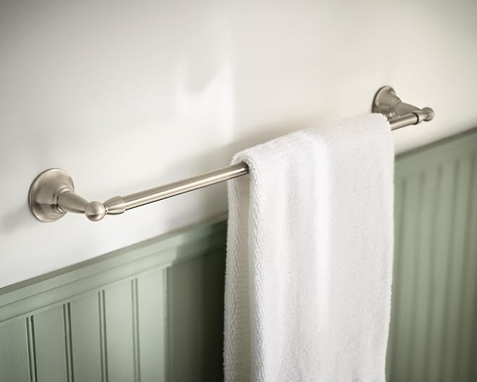 Moen DN6824BN Sage 24-Inch Wall Mount Bathroom Single Bar Towel Bar, Brushed Nickel