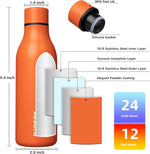 Load image into Gallery viewer, BJPKPK Insulated Water Bottles, 18 oz Stainless Steel Metal Water Bottle with Strap, BPA Free Leak Proof Jugs, Mugs, Flasks, Reusable Thermal Flasks for Sports &amp; Travel, Orange