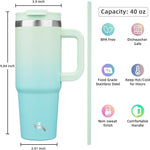 Load image into Gallery viewer, 40 oz Tumbler with Handle and 2 Straws,2 in 1 Lid Insulated Water Bottle Stainless Steel Travel Coffee Mug,Mint