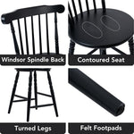 Load image into Gallery viewer, chairus 24" Black Windsor Counter Height Bar Stools Set of 4, Farmhouse Wooden Counter Stools with Spindle Back &amp; Turned Legs, Rustic Vintage Colonial Bar Chairs for Kitchen Island