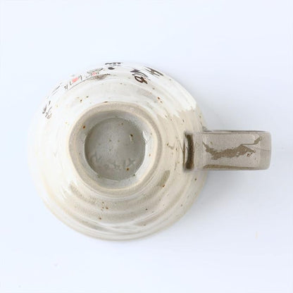 Mino Ware Japanese Coffee Mug Set of 2, Japanese Tea Cups, Jizo Statue Design, 8.8 oz, Handmade Ceramic Coffee Mug