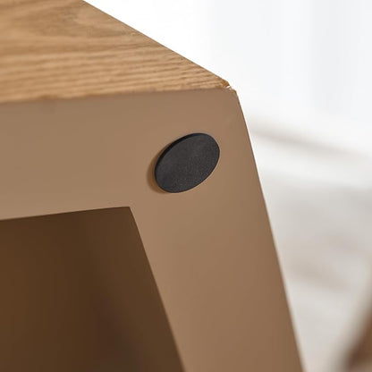 36.61" Modern Drum Coffee Table with Hidden Storage, Farmhouse Coffee Table, Retro Round Coffee Table for Living Room, Office, Nature