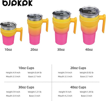 BJPKPK 20 oz Tumbler With Handle And Straw Stainless Steel Insulated Tumbler With Lid Reusable Metal Coffee Cups,Pink & Yellow Rose