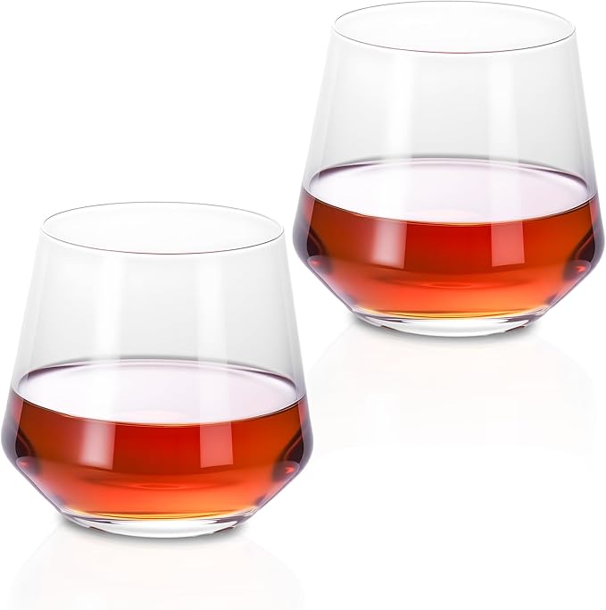 KAMMAK Classic Whiskey Glass 10.14 oz (300 ml), Thick Base Tumbler with Delicate Rim & Seamless Design, Heavy Duty Lead-Free Crystal Glass for Old Fashioned, Scotch, Bourbon