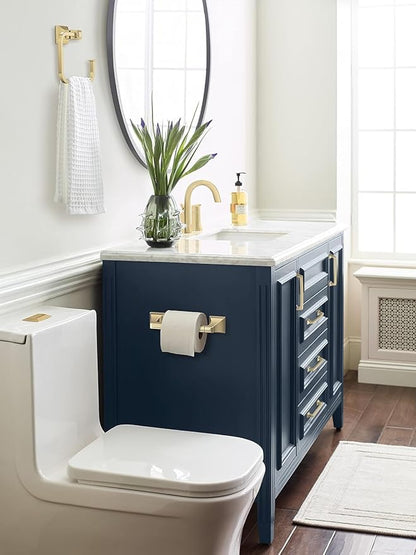 Amerock BH36021BBZ | Golden Champagne Pivoting Double Post Toilet Paper Holder | 8-13/16 in. (224 mm) Toilet Tissue Holder | Mulholland | Bath Tissue Holder | Bathroom Hardware | Bath Accessories