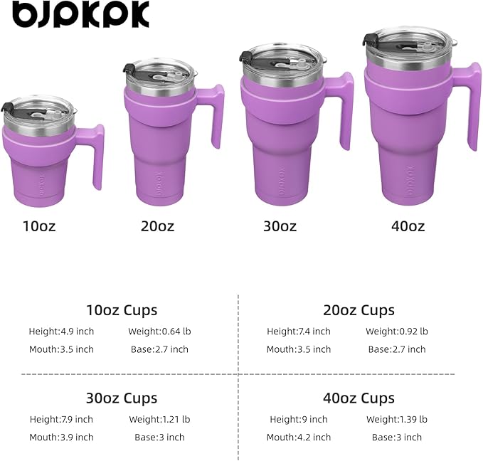 BJPKPK Tumbler With Handle 40 oz Stainless Steel Tumbler With Lid And Straw Insulated Coffee Cups,Lavender