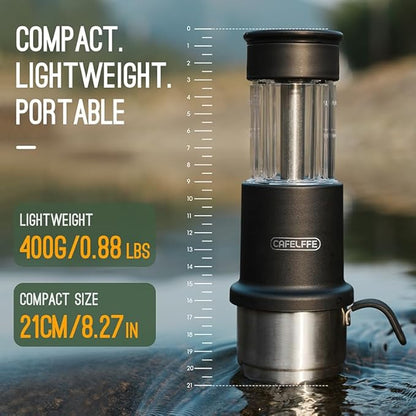 Manual Portable Coffee Maker Set with Milk Frother Cup &Carry Bag, Hand Press Espresso Machine Compatible with Nes Original Capsule/Ground for Outdoor Travel Camping Gift,White