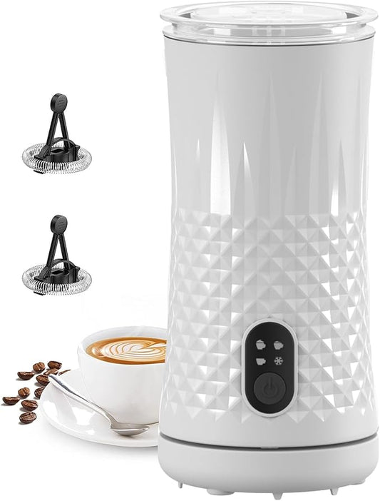 Milk Frother Electric,Syslux 4 IN 1 Automatic Warm and Cold Milk Foamer,Quiet Operation,Effortless Foam,Unique Diamond Design,Temperature Control,for Coffee Latte, Cappuccino,Macchiato,Chocolate
