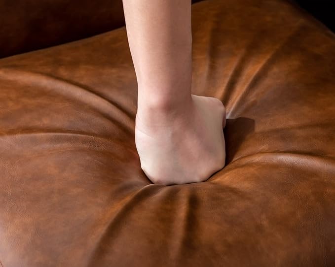 CIMOTA Modern Dining Chairs Set of 4, Leather Dining Room Chairs Upholstered Mid Century Armless Guest Side Chair with Black Base for Dining Room/Kitchen, Vintage Brown 4PCS