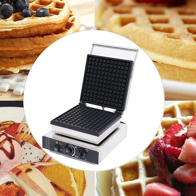 Square-Shaped Waffle Pancake Maker,Non-stick Pancake Baker Machin,110v Rotated Muffin Maker Machine,Electric Muffin Maker Stainless Steel for Home Kitchen,control 50-300℃,2000w