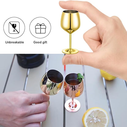 Shot Glasses, 2 oz Shot Glass Set, Stainless Steel Shot Glasses, Mini Wine Glass Perfect for Tasting Brandy,Suitable for party supplies, bar tools, gifts(set of 2) (Gold)