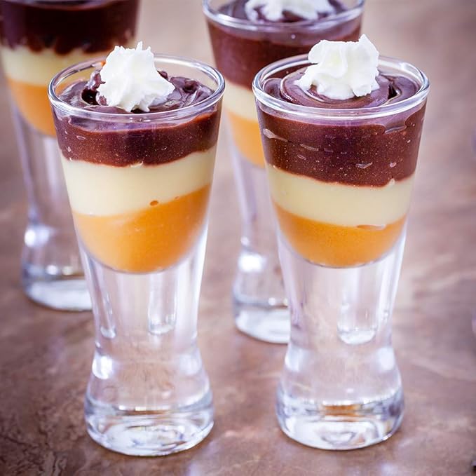 Restaurantware-1.5 Ounce Dessert Shot Glasses, 60 Fine-Blown Appetizer Shot Glasses - Hourglass Silhouette, Serve Shots Or Tasting, Clear Glass Mini Dessert Cups, Heavy Base, For Parties or Weddings