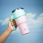 Load image into Gallery viewer, 40 oz Tumbler with Handle and 2 Straw 2 Lid, Insulated Water Bottle Stainless Steel Vacuum Cup Reusable Travel Mug,Gum