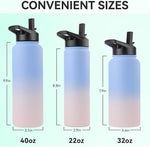 Load image into Gallery viewer, DOMICARE Insulated Water Bottle, 22 oz Vacuum Insulated Stainless Steel Reusable Sports Bottle with Straw Lid &amp; Spout Lid for Travel, Camping, Bike, Leakproof, Blue/Pink, 4 Pack