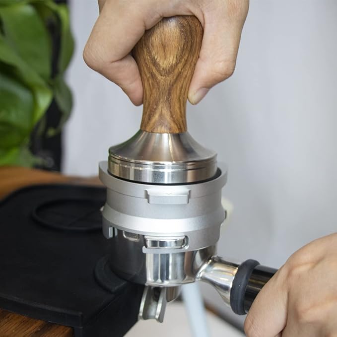 51mm Coffee Tamper With Mat - Espresso Press With 304 Stainless Steel Base and Wooden Handle - Barista Espresso Machines Accessory