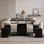 Load image into Gallery viewer, homary Black Lift-Top Coffee Table with Hidden Storage, 3-in-1 Modern Folding Center Table with 4 Stools, Casters, and Lockable Wheels – Convertible Dining &amp; Office Table for Living Room