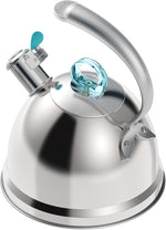 Load image into Gallery viewer, Harriet Tea Kettle Stovetop, 2.5 Quart Whistling Stainless Steel Tea Pot, 3-Layer Base, Unique Ergonomic Handle, Includes Pot Holder &amp; Mat, Electric/Induction/Gas Stovetops Applicable, Mirror Finish