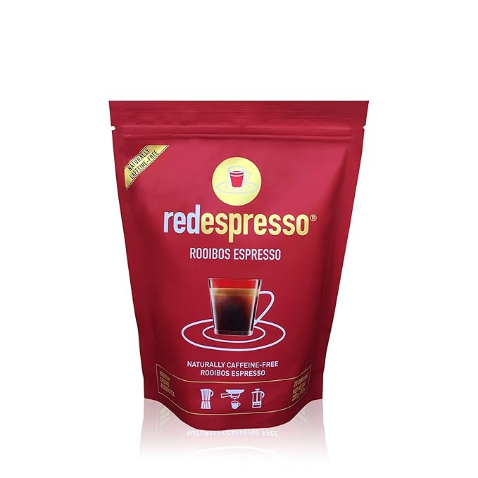 Red Espresso Rooibos Tea – Ground South African Red Tea for Espresso Machines – Caffeine-Free Herbal Brew, Coffee Alternative, Brews Like Coffee – 8.8 oz (250 g)