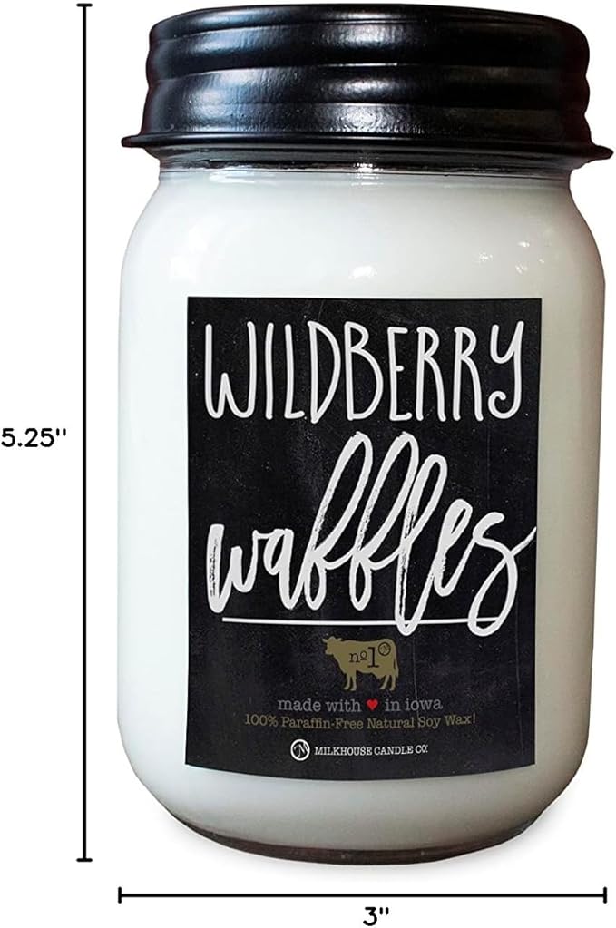 Milkhouse Candle Company - Wildberry Waffles - 13oz Beeswax and Soy Candles - Farmhouse Collection - 100% Natural, Paraffin Free, with Premium Fragrance Oil, Glass Jars with Lids