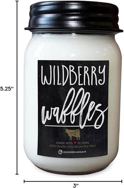 Milkhouse Candle Company - Wildberry Waffles - 13oz Beeswax and Soy Candles - Farmhouse Collection - 100% Natural, Paraffin Free, with Premium Fragrance Oil, Glass Jars with Lids
