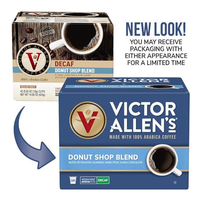 Victor Allen's Coffee Decaf Donut Shop Blend, Medium Roast, 200 Count, Single Serve Coffee Pods for Keurig K-Cup Brewers