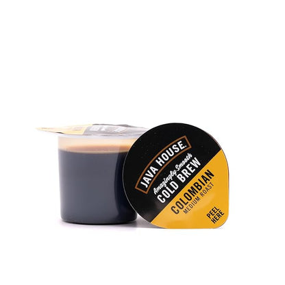 JAVA HOUSE Medium Roast Colombian Cold Brew Pods, (36 Count) Peel and Pour Pods Hot or Iced Instant Coffee Concentrate