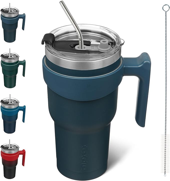 BJPKPK 30oz Stainless Steel Double Wall Insulated Tumbler With Handle And Straw Lid,Navy Blue
