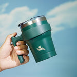 Load image into Gallery viewer, 10 oz Tumbler with Handle and 2 Straw 2 Lid, Insulated Water Bottle Stainless Steel Vacuum Cup Reusable Travel Mug,Army Green