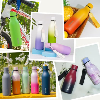 BJPKPK Insulated Water Bottles, 12oz Stainless Steel Metal Water Bottle with Strap, BPA Free Leak Proof Jugs, Mugs, Flasks, Reusable Thermal Flasks for Sports & Travel, Lilac Elegance