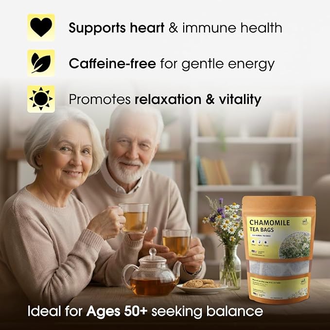 TeaDeam Tea Chamomile Tea Bags | Caffeine-Free & Sleep Time Tea | Chamomile Flowers Aroma - For Relieving Stress | Brew Hot Or Iced | 200 Tea Bags