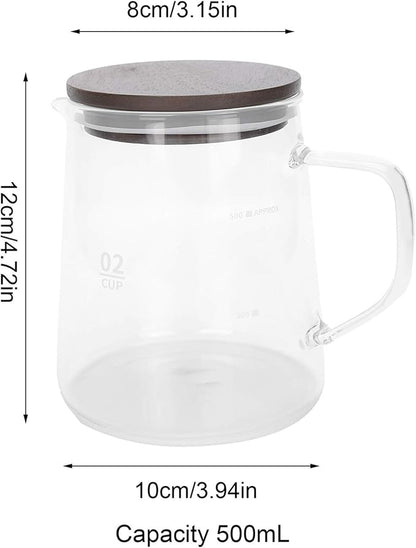 Small Glass Carafe, 16.9oz Glass Coffee Server for Drip Coffee Maker Manual Pour over Carafe Tea Steeper Pot with Lid, Clear