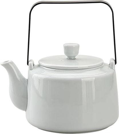 Antique Ceramic Teapot Coffee Pot with Infuser, 400ml (1-2 cups) Small Porcelain Tea Pots for Loose Leaf Tea, with Removable Stainless Steel Strainer and Lid for Gift (Light Cyan(Handle))