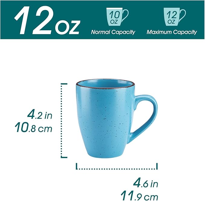 vancasso Moda Coffee Mugs Set of 6-12 oz Ceramic Coffee Cups for Cappuccino, Latte, Tea, Microwave & Dishwasher Safe, Assorted Color